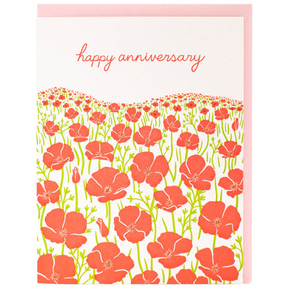 Smudge Ink - Field of Poppies Anniversary Card
