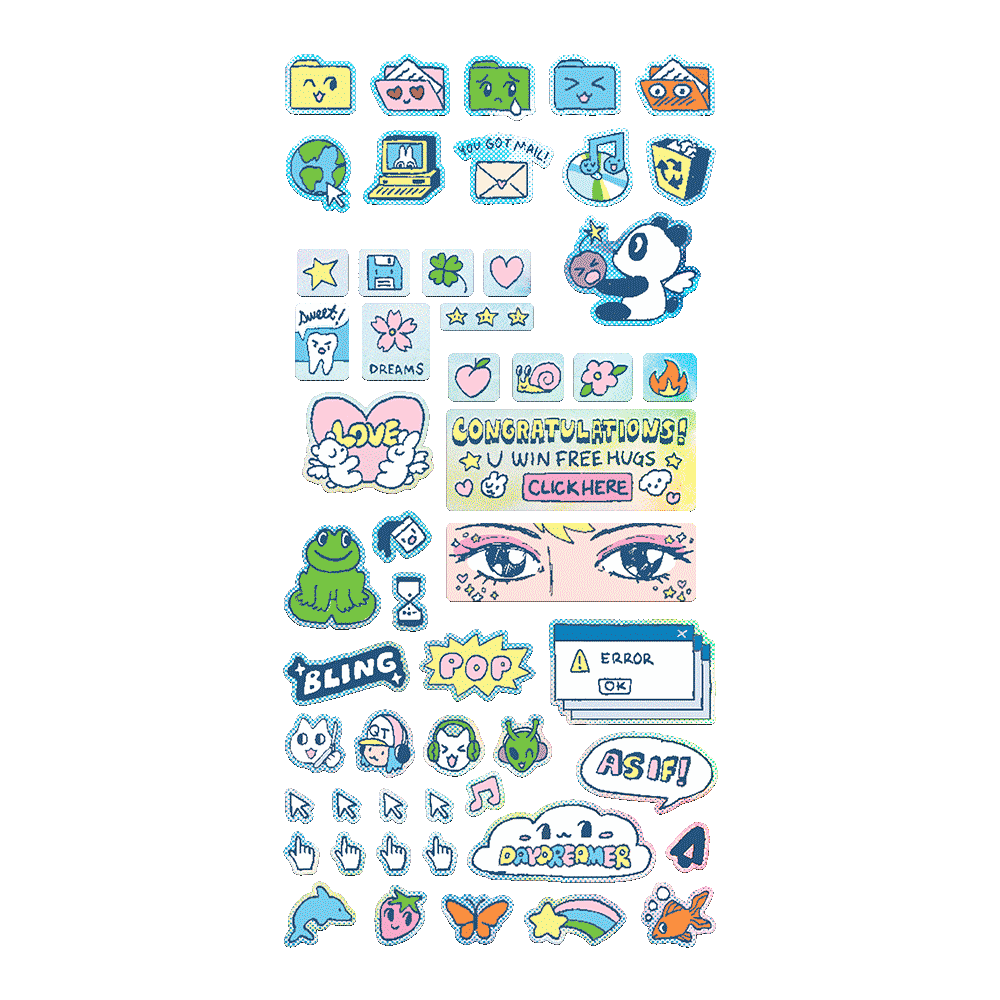Apply Stickers - Digital Dreams Sheet — Mini-Sticker Stationery Sheet