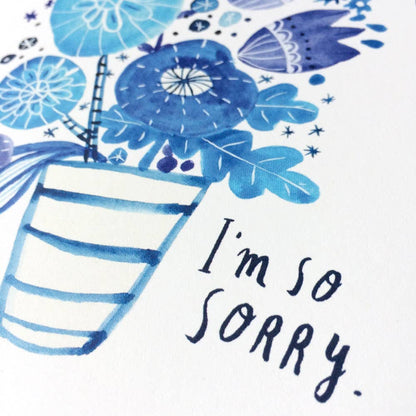 Honeyberry Studios - Blue Bouquet Sympathy Greeting Card