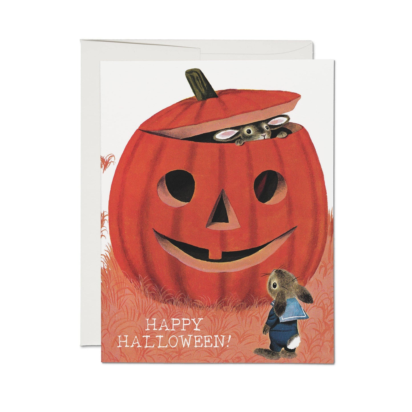 Red Cap Cards - Halloween Pumpkin greeting card: Single