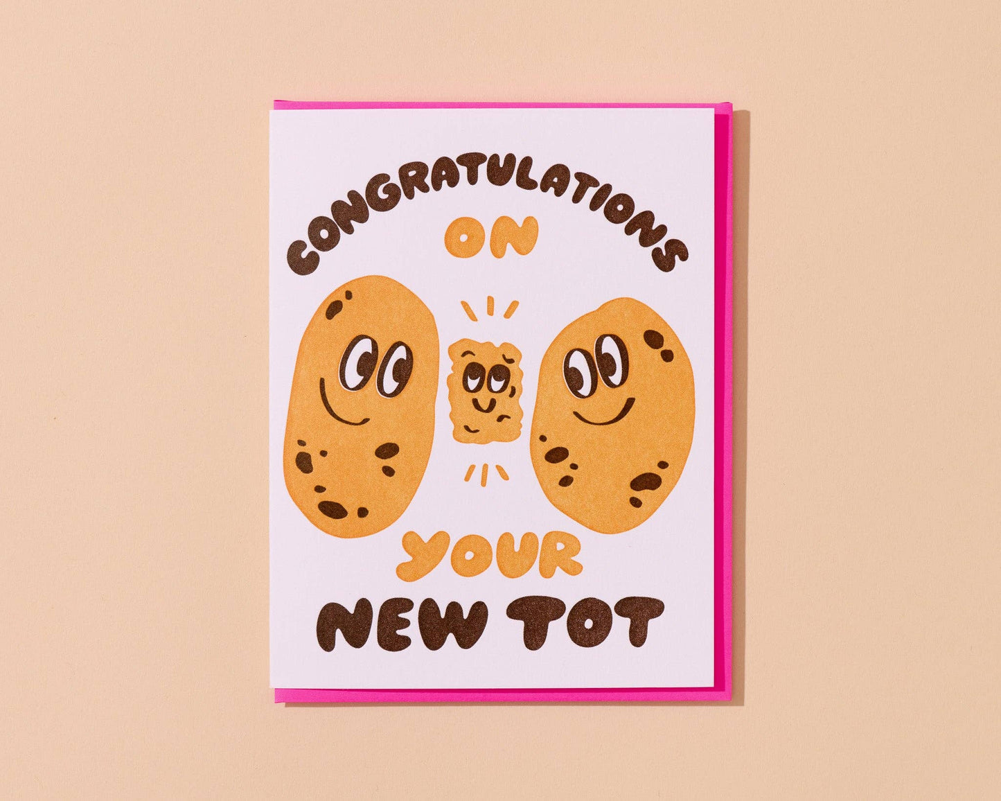 And Here We Are - New Tot Potato New Baby Card Letterpress- Made in USA
