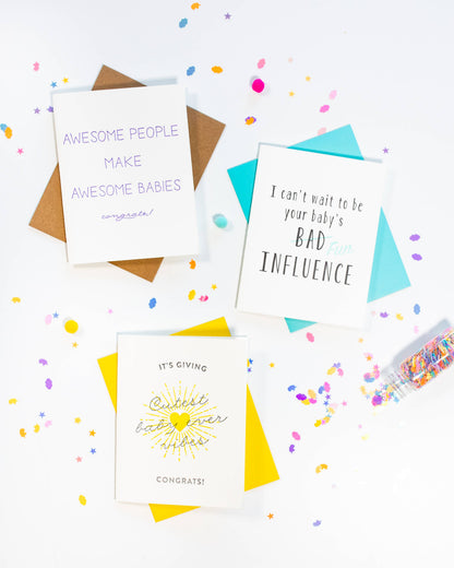 Steel Petal Press - Cutest Baby Vibes - Letterpress Baby Congrats Card