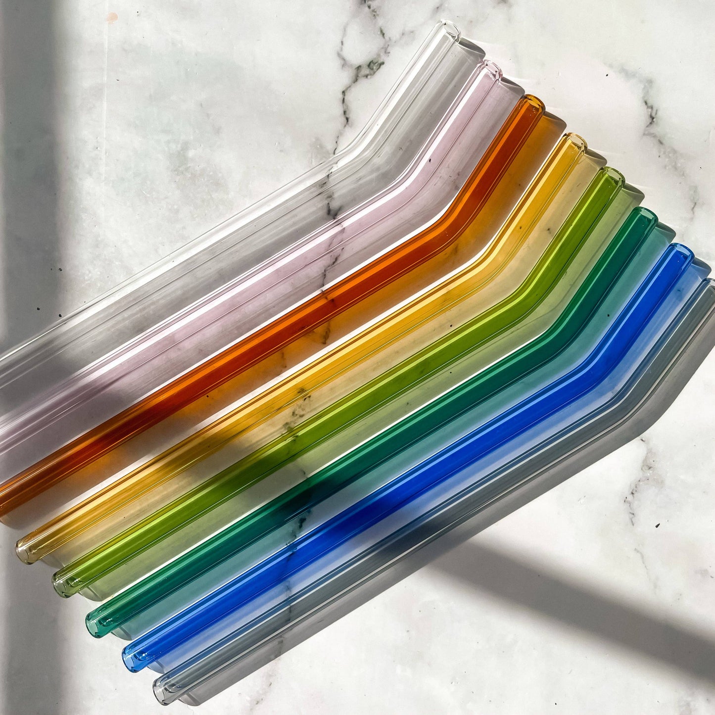 Oak Shore - 8" Tinted Bent Glass Straw: Teal (Dark Green)