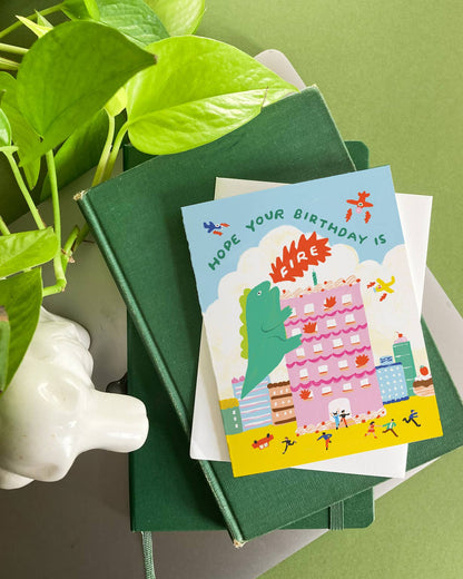 Karen Schipper - Godzilla Fire Birthday - Funny Pop Culture Birthday Card
