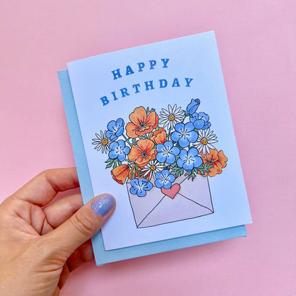 Brenna Daugherty Illustration - California Wildflowers Envelope Birthday Card