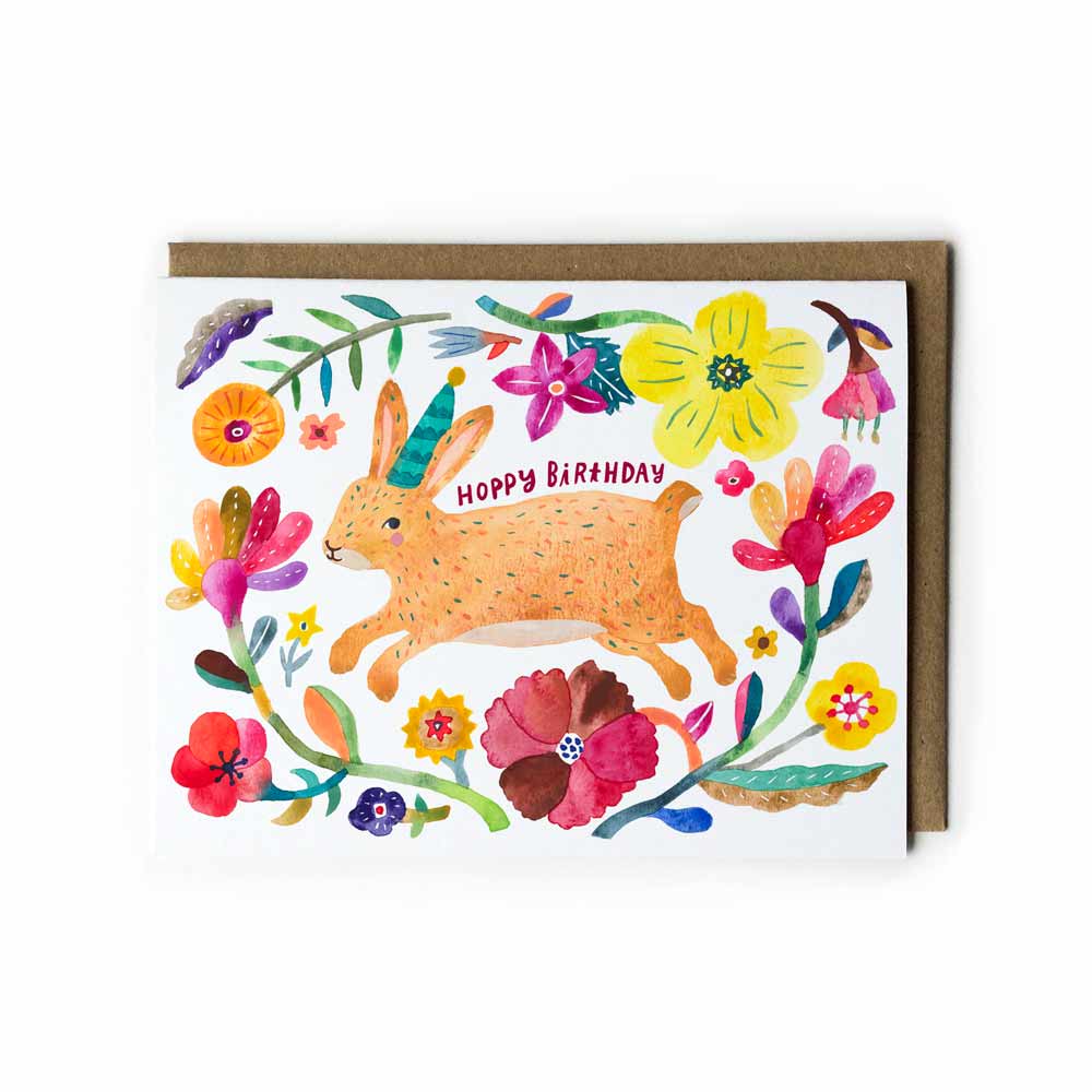 Honeyberry Studios - Brown Bunny Birthday Greeting Card