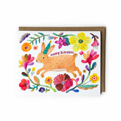 Honeyberry Studios - Brown Bunny Birthday Greeting Card