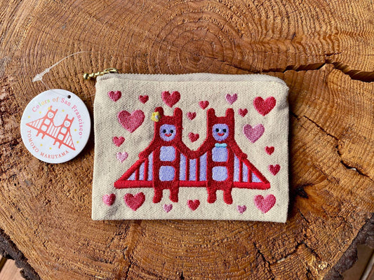 Tomoko Maruyama - Embroidered San Francisco Golden Gate Twins Coin Purse