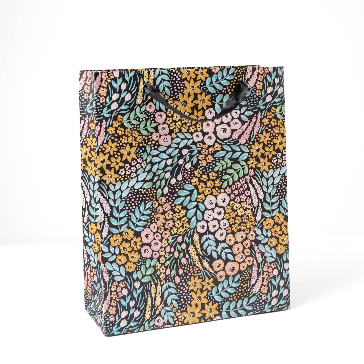 Elyse Breanne Design - Black Floral Gift Bag: Medium