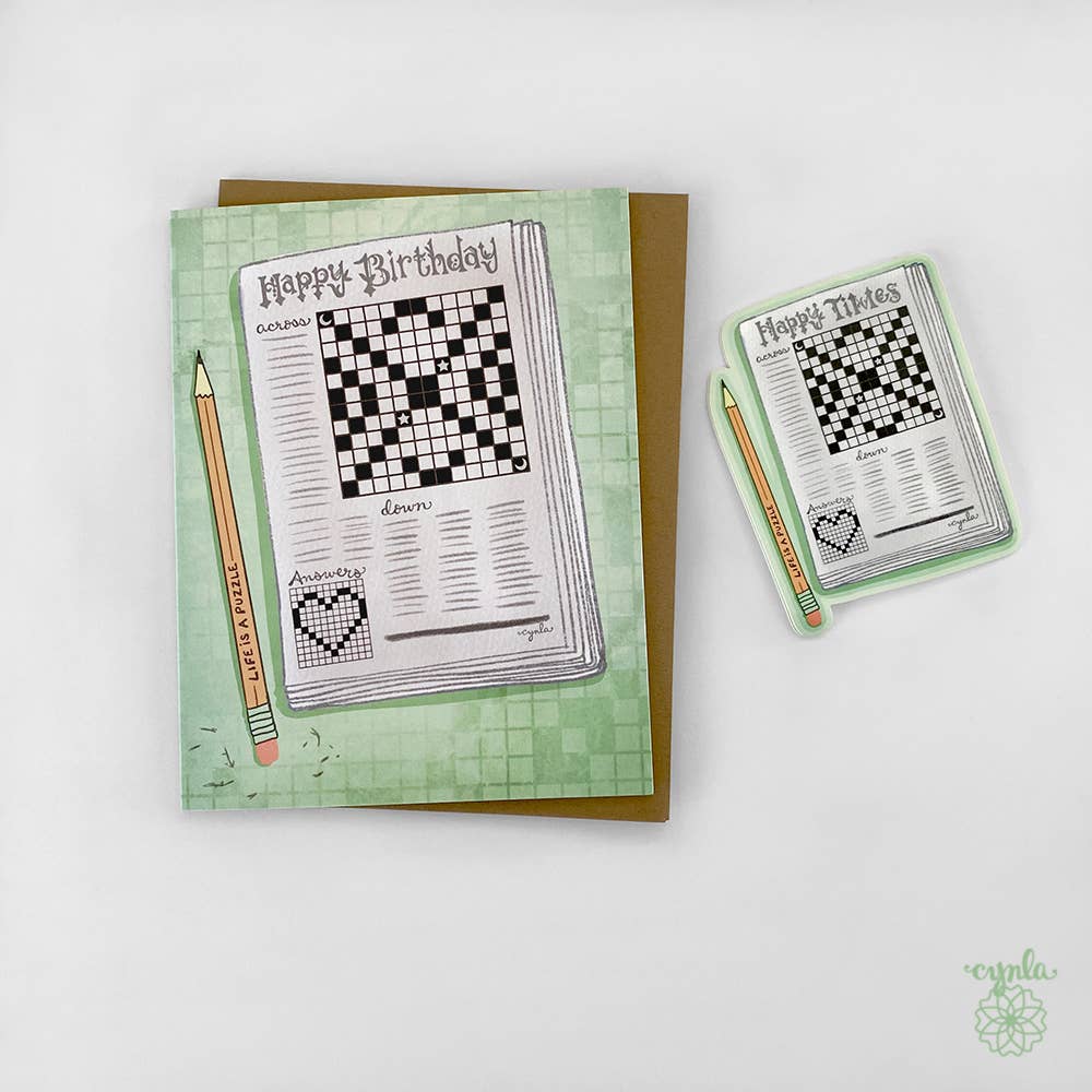 Cynla - Crossword Birthday Card - crossword puzzles game lover games