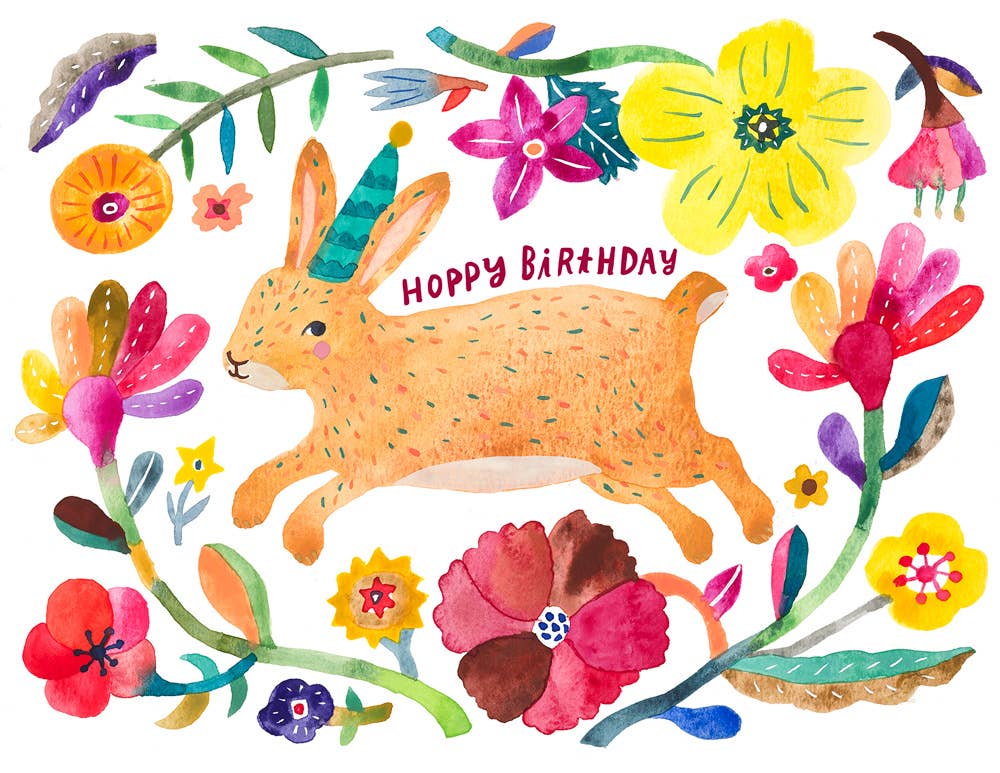 Honeyberry Studios - Brown Bunny Birthday Greeting Card