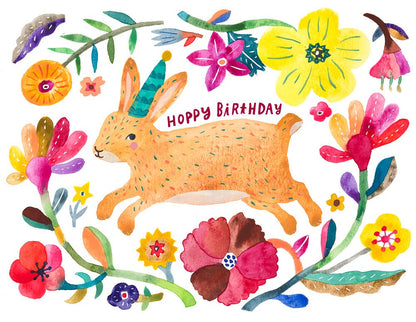 Honeyberry Studios - Brown Bunny Birthday Greeting Card
