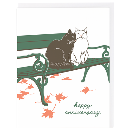Smudge Ink - Cats on a Bench Anniversary Card