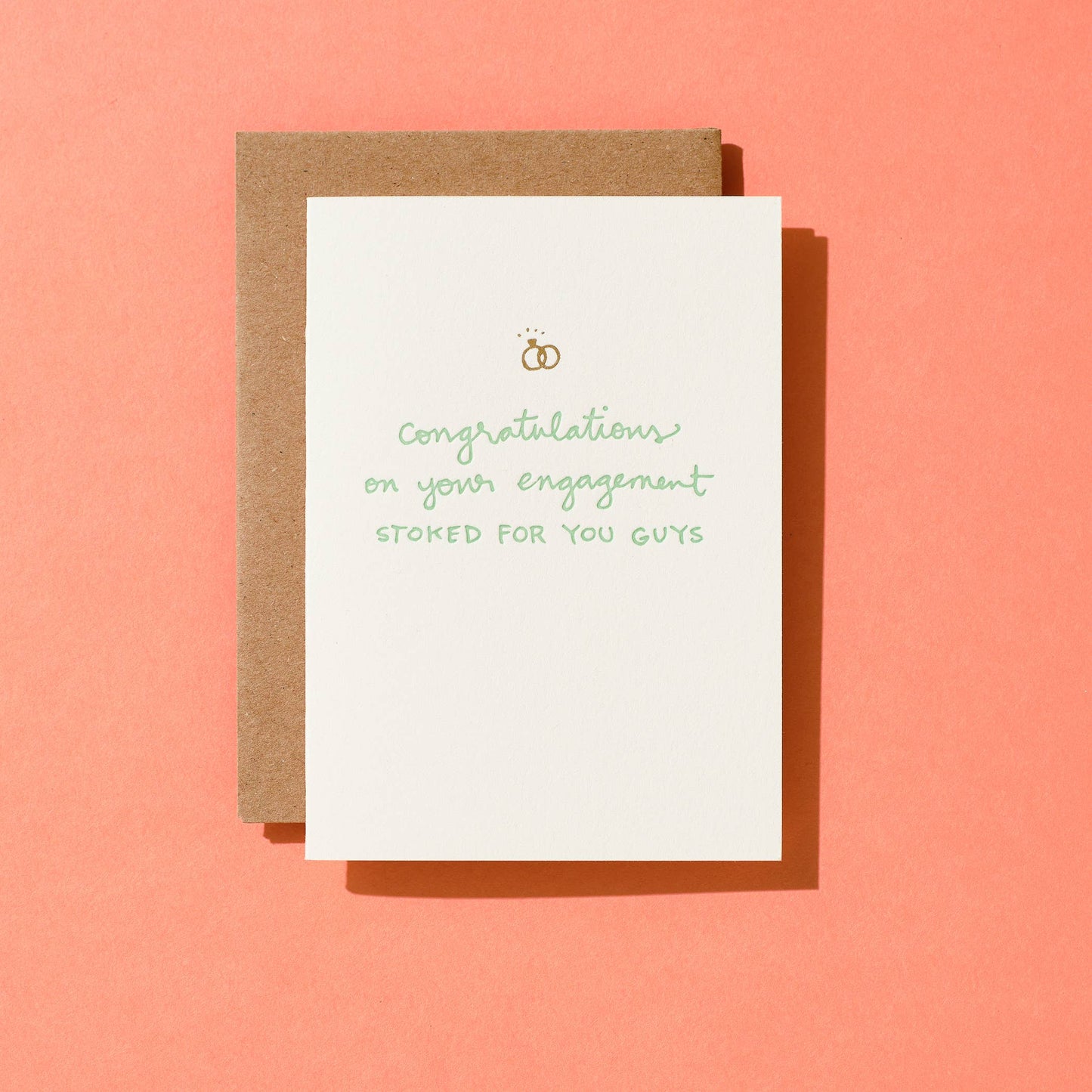 Shorthand Press - Engagement - Stoked For You Guys - Letterpress Greeting Card
