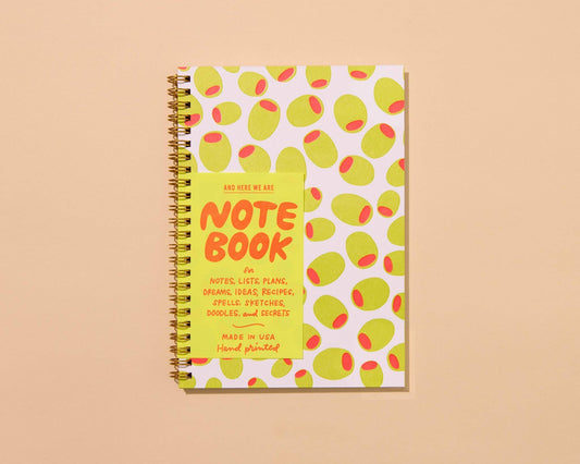 And Here We Are - Olives Letterpress Spiral Notebook - Made in USA