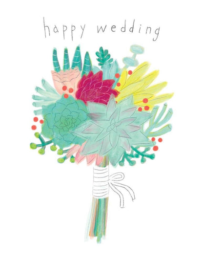 Honeyberry Studios - Succulent Bouquet Wedding Greeting Card