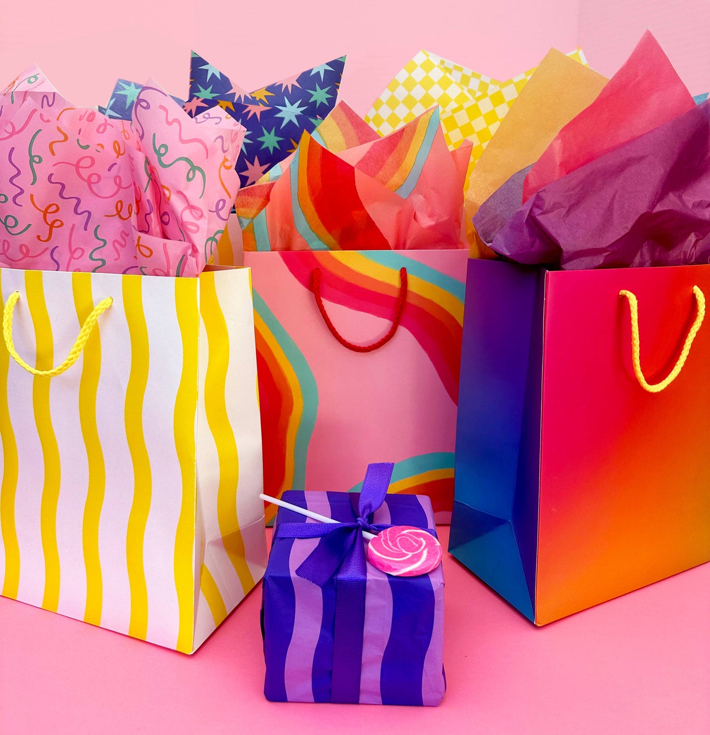 The Social Type - Yellow Fussy Stripe Gift Bag