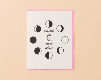 And Here We Are - Moon Phase Congrats Greeting Card