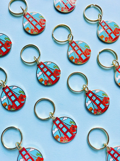 Brenna Daugherty Illustration - San Francisco Golden Gate Bridge Enamel Keychain
