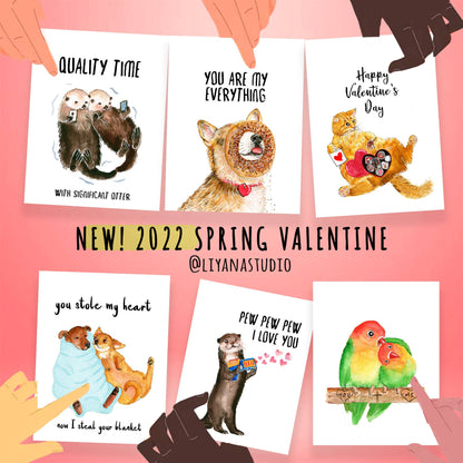 Liyana Studio - Blanket Thief Love - Funny Valentines Day Card: Not My Blanket (pink)