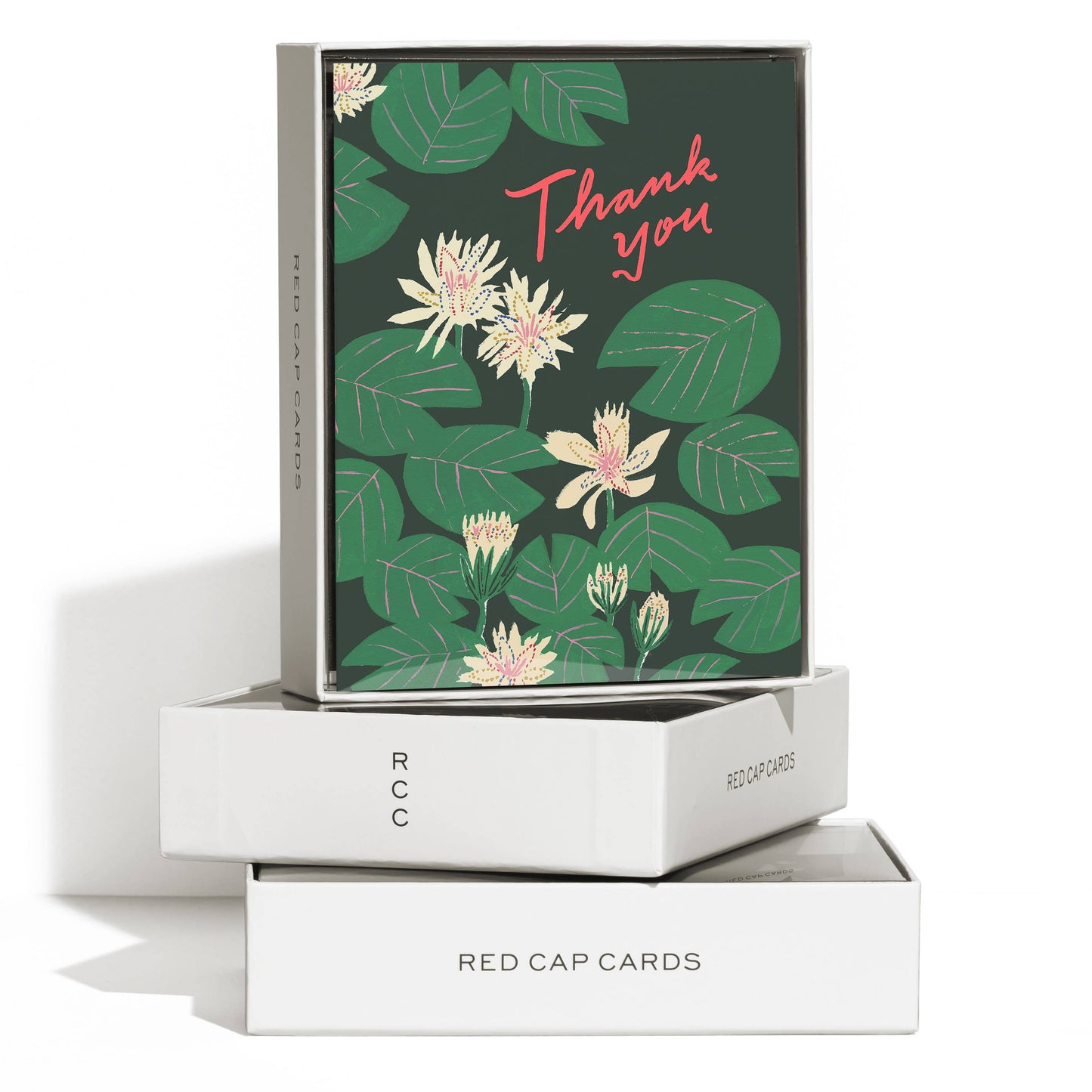 Red Cap Cards - Water Lilies thank you greeting card: Singles