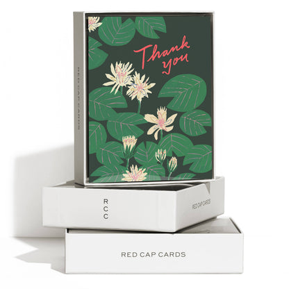 Red Cap Cards - Water Lilies thank you greeting card: Singles