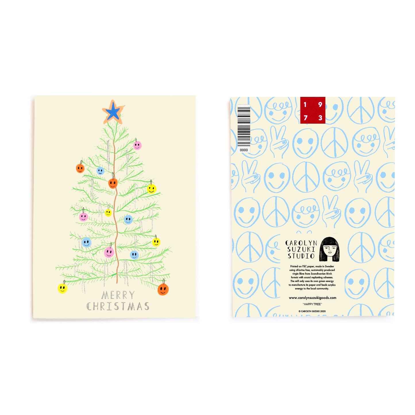 Carolyn Suzuki - HAPPY TREE - Holiday Card Box Set of 6