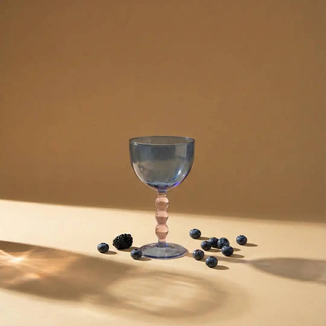 Casa Amarosa - Blue Bubble Stem Cocktail Glass | Handcrafted Glass