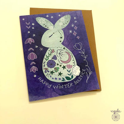 Cynla - Winter Solstice Bunny Card dream celestial rabbit holiday