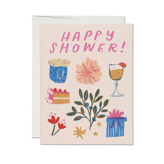 Red Cap Cards - Joyful Shower greeting card: Single