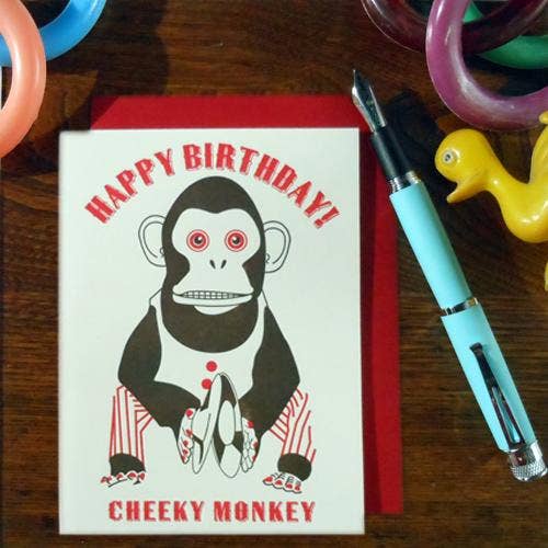 a. favorite design - Cheeky Monkey Birthday: A2 3.5" x 4.875"