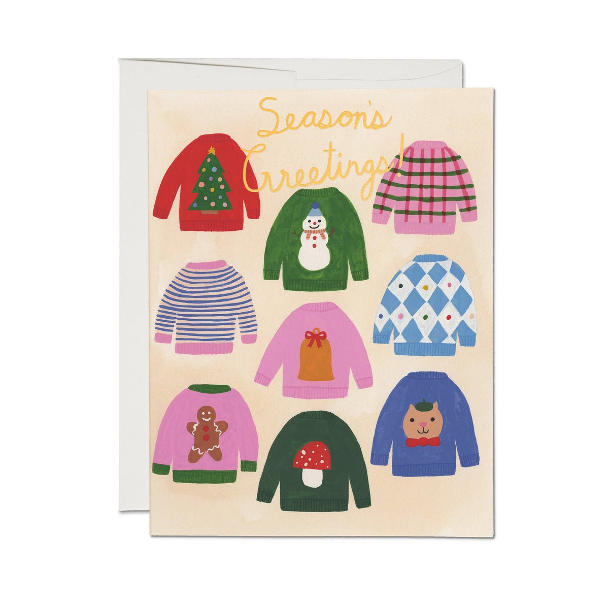 Red Cap Cards - Seasonal Sweaters greeting card: Single