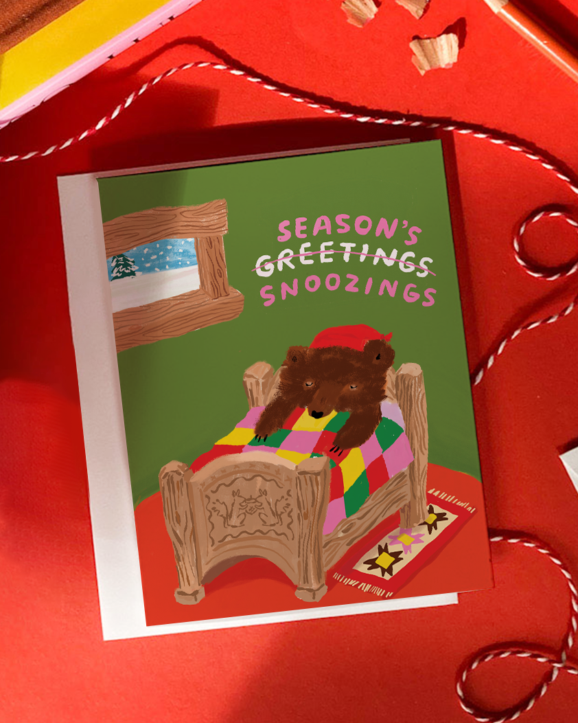 Karen Schipper - Season’s Snoozings – Christmas Holiday Pun Greeting Card