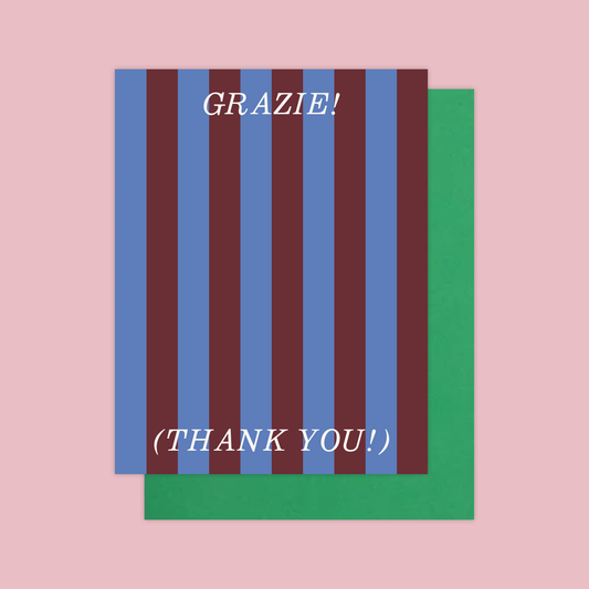 Mel Andrel - Grazie Thank You Card: Plastic free with clasp