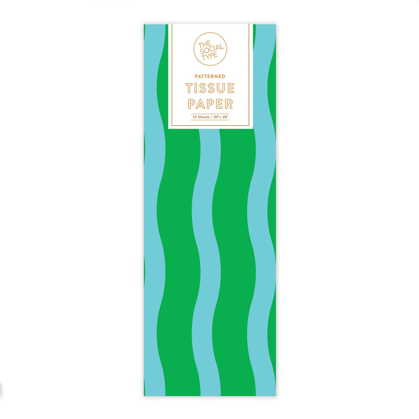 The Social Type - Green/Aqua - Fussy Stripe Tissue Paper
