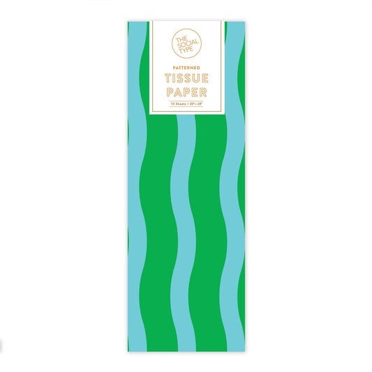 The Social Type - Green/Aqua - Fussy Stripe Tissue Paper