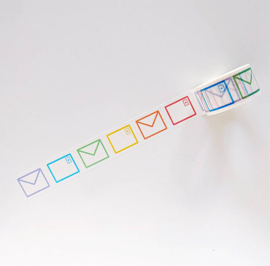 The Paper + Craft Pantry - Pastel Rainbow Envelopes Washi Tape - 25mm