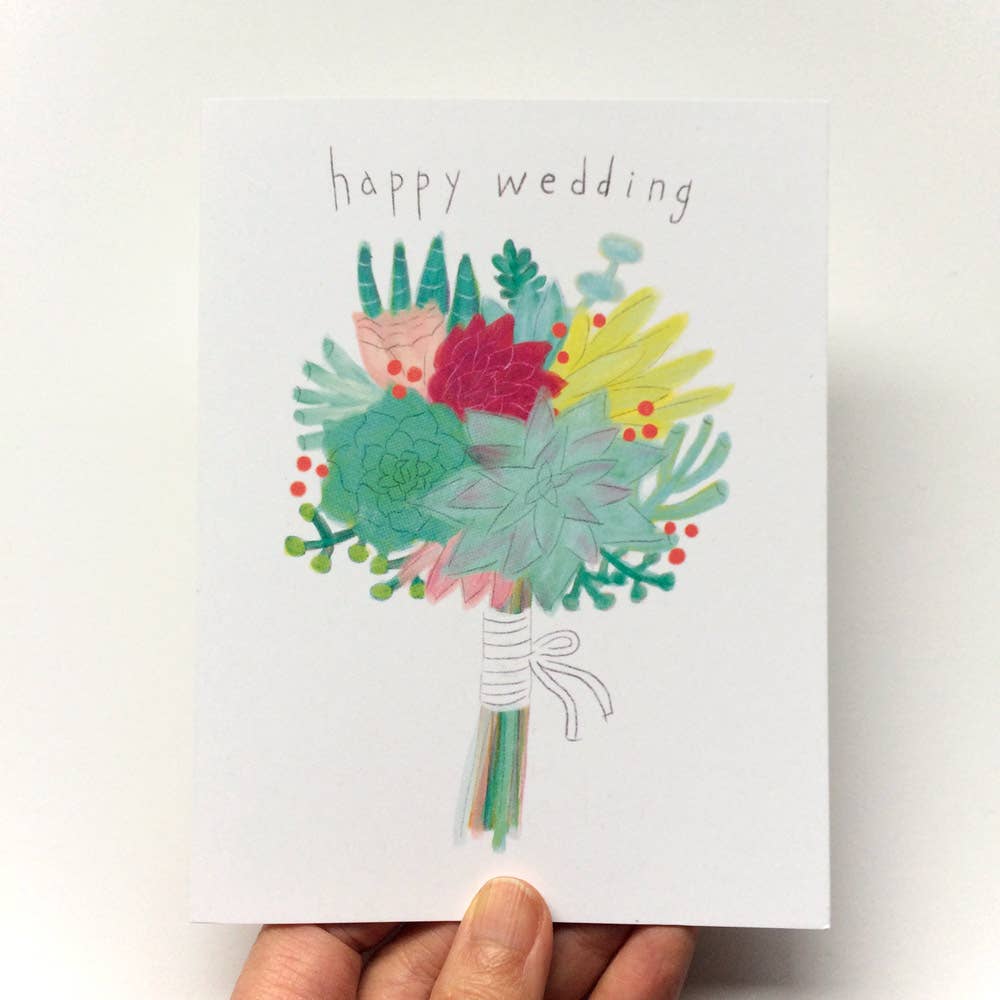 Honeyberry Studios - Succulent Bouquet Wedding Greeting Card