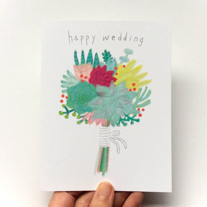 Honeyberry Studios - Succulent Bouquet Wedding Greeting Card