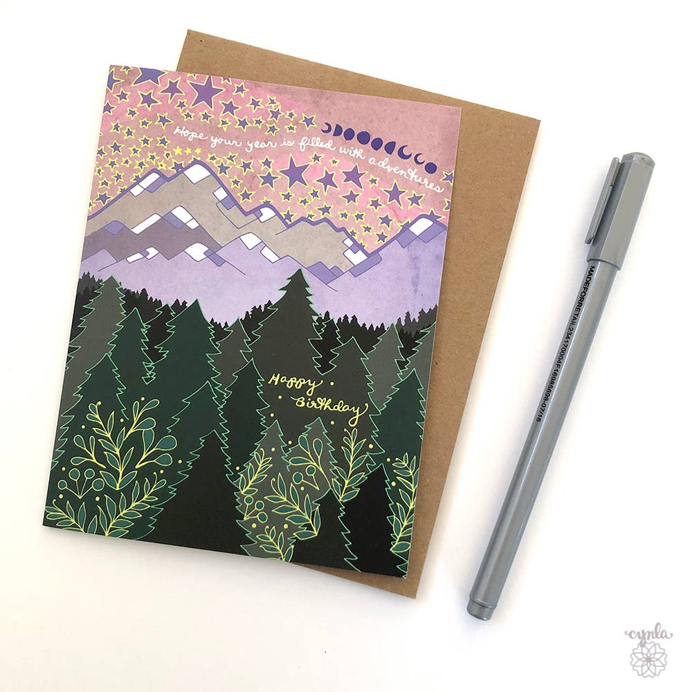 Cynla - Mountain Birthday Greeting Card -birthday card adventure