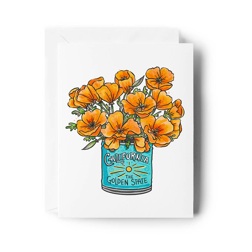 Brenna Daugherty Illustration - California Poppy Bouquet Card