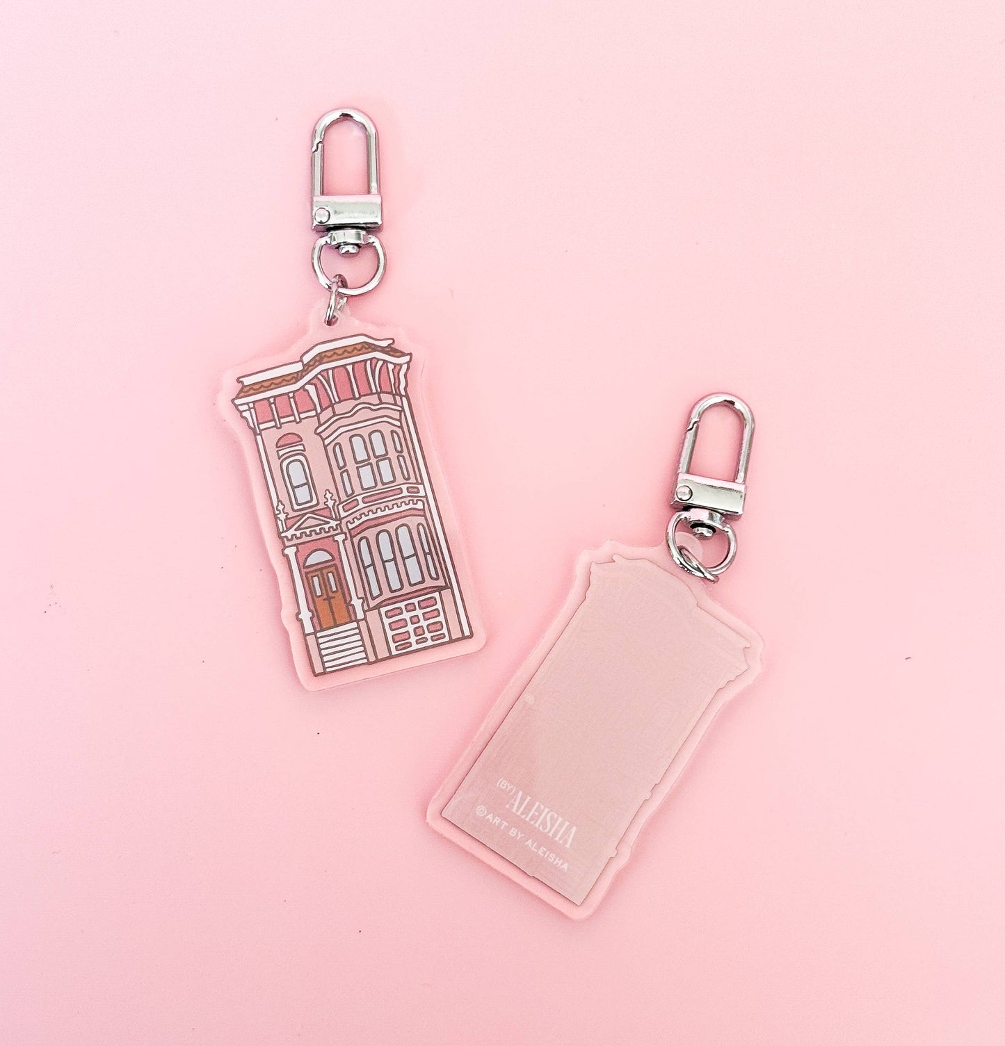 By Aleisha - Painted Lady Keychain: Pink