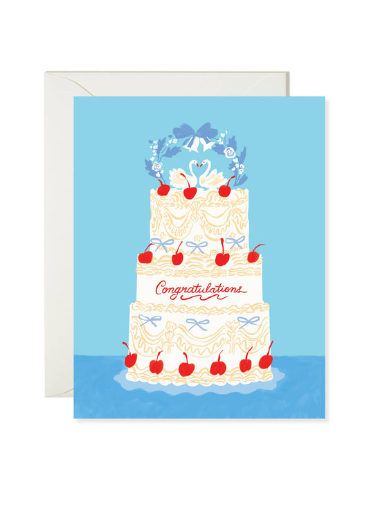 Karen Schipper - Swan Wedding Cake - Classic Wedding Congratulations Card