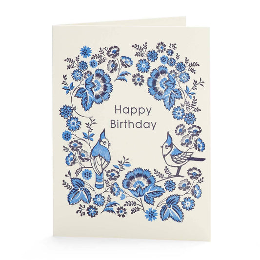 Ilee Papergoods - Bluejay Happy BD Letterpress A2 card