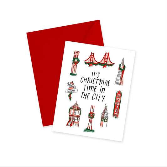 doodles.ink. - Christmas Time In The City - Holiday - Notecard