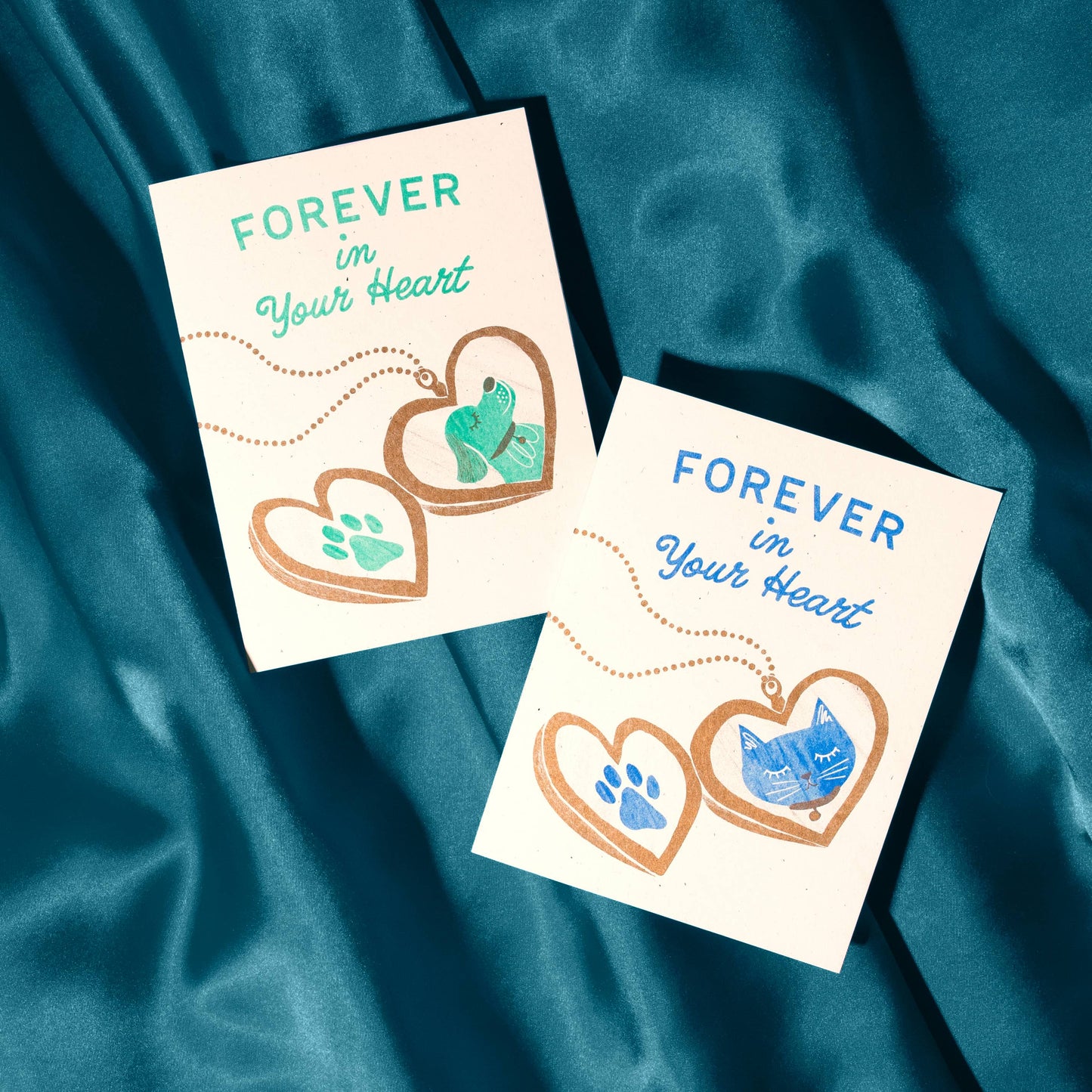 Bromstad Printing Co. - Forever In Your Heart Cat - Risograph Card