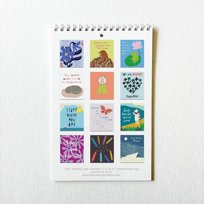 Honeyberry Studios - 2027 I Showed Up for Myself Today Monthly Wall Calendar