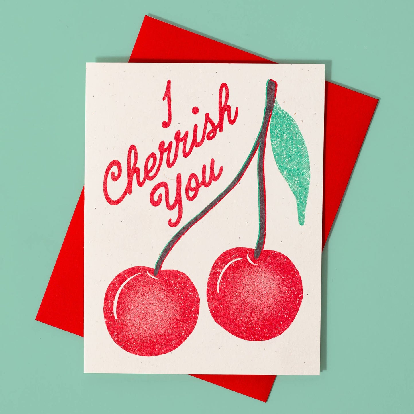 Bromstad Printing Co. - I Cherrish You - Risograph Greeting Card