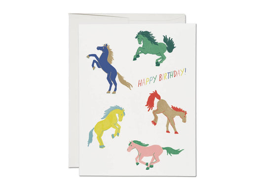 Red Cap Cards - Wild Horses birthday greeting card