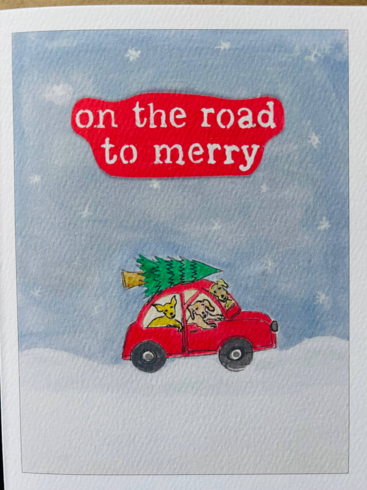 Bernie Street Studios - On The Road to Merry car trip dog Christmas holiday card